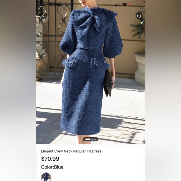 stylewe elegant crew neck bow dress - Picture 4 of 9